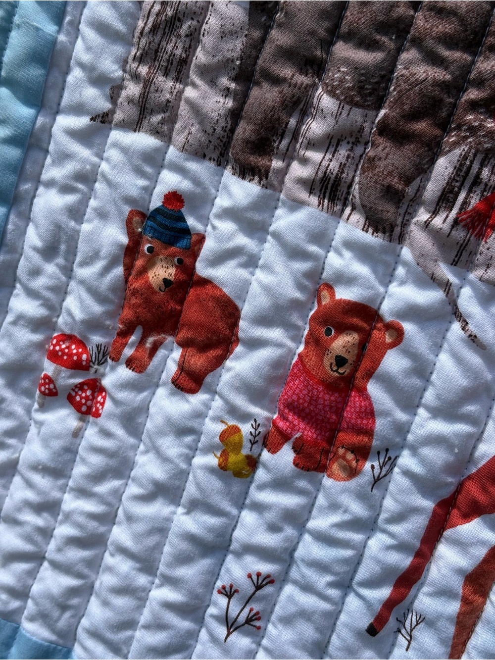 Handmade Blue & White Woodland Animals Quilted/made from a panel, whimsical - Picture 5 of 8